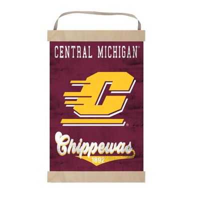 JARDINE Cent. Michigan Chippewas 12'' x 20'' Retro Logo Banner Sign in Maroon