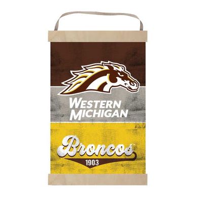 JARDINE Western Michigan Broncos 12'' x 20'' Retro Logo Banner Sign in Brown