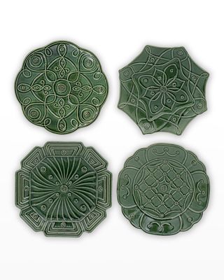 Jardins du Monde Green Party Plates, Set of 4