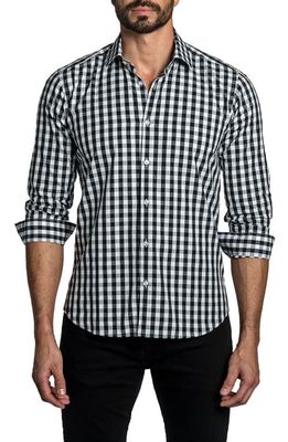 Jared Lang Check Button-Up Shirt in White /Black