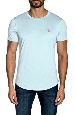 Jared Lang Embroidered Slub Cotton T-Shirt in Pastel Blue