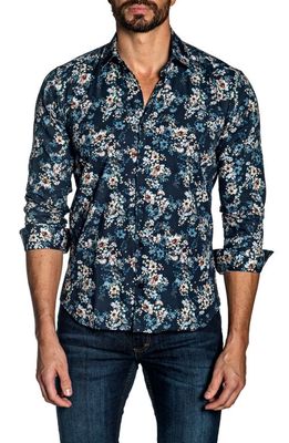 Jared Lang Floral Button-Up Shirt in Blue Print