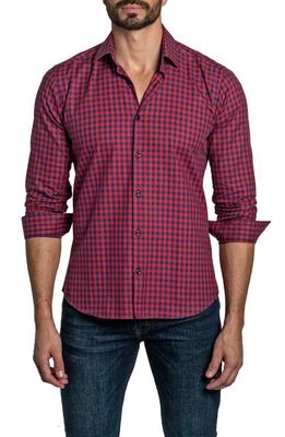 Jared Lang Gingham Button-Up Shirt in Red Gingham