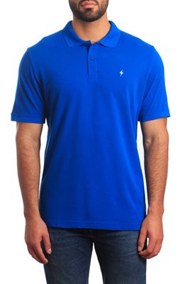 Jared Lang Lightning Bolt Embroidered Polo in Blue
