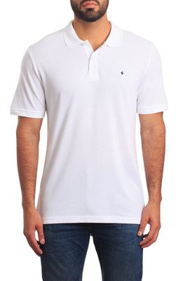 Jared Lang Lightning Bolt Embroidered Polo in White