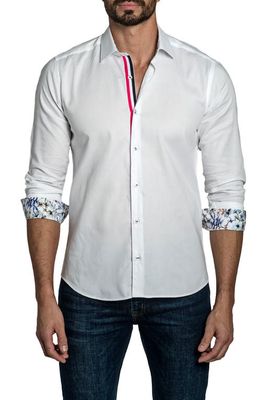 Jared Lang Microdot Button-Up Shirt in White