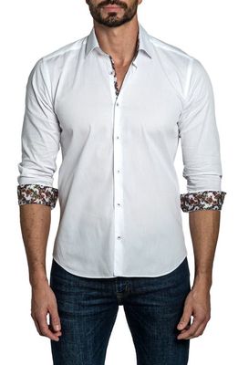 Jared Lang Micropattern Button-Up Shirt in White