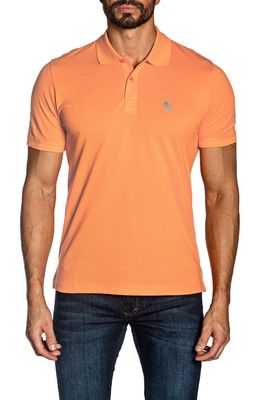 Jared Lang Solid Embroidered Polo in Sorbet