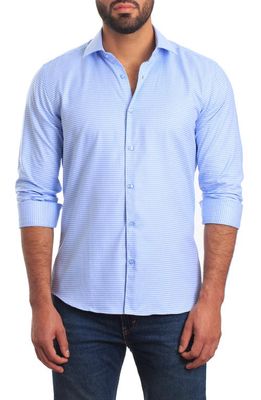 Jared Lang Trim Fit Gingham Check Cotton Button-Up Shirt in Light Blue