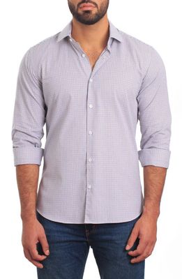 Jared Lang Trim Fit Microdot Cotton Button-Up Shirt in White