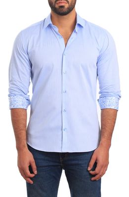 Jared Lang Trim Fit Solid Cotton Button-Up Shirt in Navy