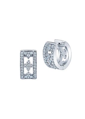 Jasmine 18K White Gold & Diamond Huggie Hoop Earrings