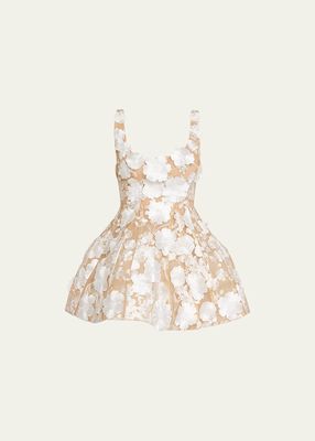 Jasmine Floral Applique Fit-&-Flare Mini Dress