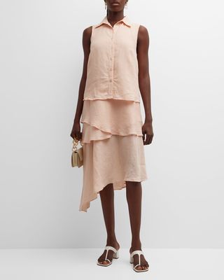 Jasmine Tiered Sleeveless Linen Midi Dress