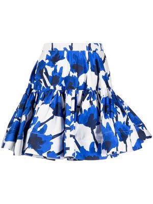 Jason Wu abstract-print ruched skirt - Blue
