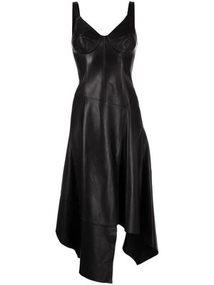 Jason Wu asymmetric leather midi dress - Black