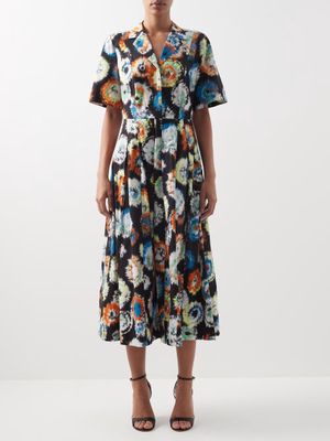 Jason Wu Collection - Abstract-print Cotton Shirt Dress - Womens - Black Multi