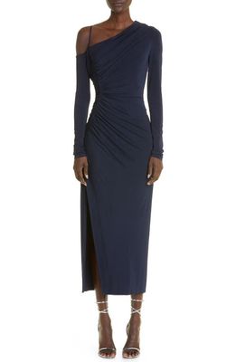 Jason Wu Collection Asymmetric Neck Long Sleeve Jersey Dress in Bright Navy