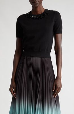 Jason Wu Collection Beaded Detail Wool & Cashmere Sweater in Black