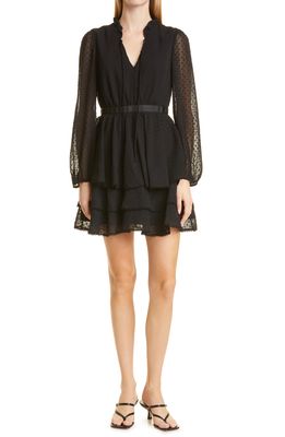 JASON WU Collection Clip Dot Long Sleeve Chiffon Dress in Black