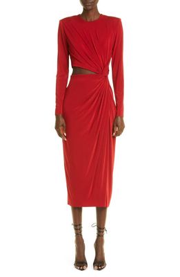 Jason Wu Collection Cutout Waist Jersey Midi Dress in Deep Red