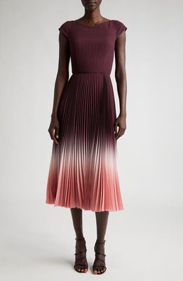 Jason Wu Collection Dip Dye Cap Sleeve Pleated Midi Dress in Fig/Rosewater