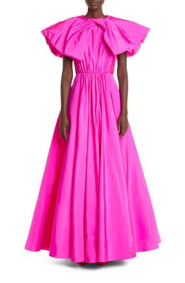 Jason Wu Collection Drape Bow Sleeve Ball Gown in Hot Pink