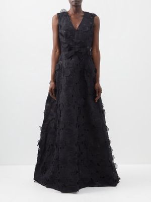 Jason Wu Collection - Floral-appliqué Embroidered Silk-organza Gown - Womens - Black