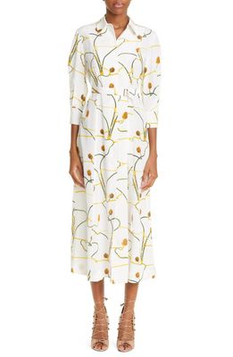 Jason Wu Collection Floral Belted Silk Shirtdress in Chalk Multi