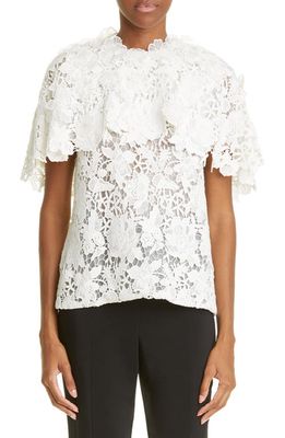 Jason Wu Collection Floral Guipure Lace Cape Overlay Top in White