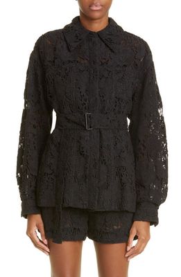 Jason Wu Collection Floral Guipure Lace Cotton Jacket in Black