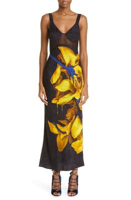 Jason Wu Collection Floral Placement Print Dress in Black