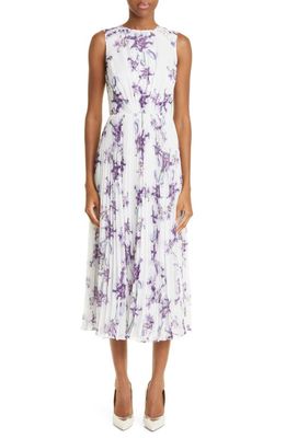 Jason Wu Collection Floral Pleated Midi Dress in Chalk Multi