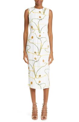 Jason Wu Collection Floral Pleated Sheath Dress in Chalk Multi
