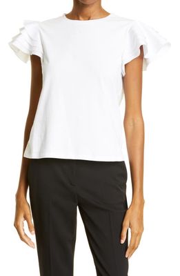 JASON WU Collection Flutter Sleeve Crewneck T-Shirt in White