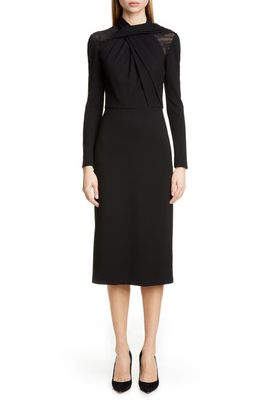 JASON WU Collection Long Sleeve Twist Ponte Day Dress in Black