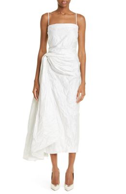 Jason Wu Collection Metallic Ruched Crinkled Cotton Blend Cocktail Dress in White