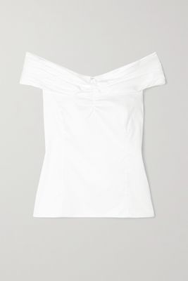 Jason Wu Collection - Off-the-shoulder Ruched Cotton-poplin Top - White