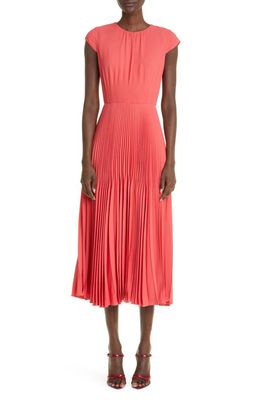 Jason Wu Collection Pleated Cap Sleeve Dress in Deep Coral
