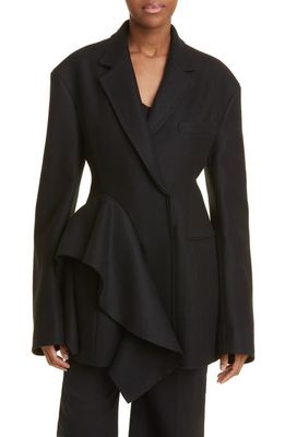 Jason Wu Collection Sculpted Ruffle Detail Wool Jacket in Black