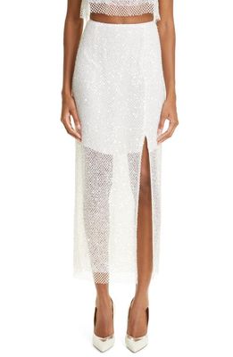 Jason Wu Collection Sequin Net Slit Skirt in Chalk