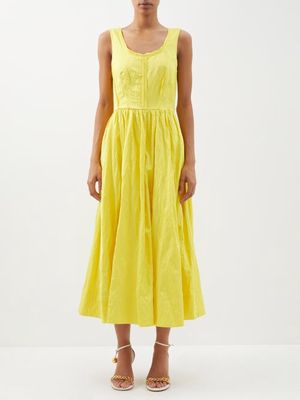Jason Wu Collection - Stitched-bodice Crepe Midi Dress - Womens - Yellow