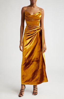 Jason Wu Collection Strapless Shiny Velvet Gown in Gold