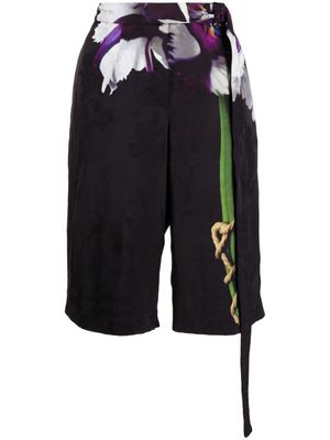 Jason Wu Collection tie-detailed printed bermuda shorts - Black