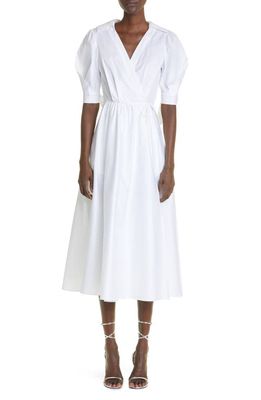 Jason Wu Collection Tie Sleeve Cotton A-Line Dress in White