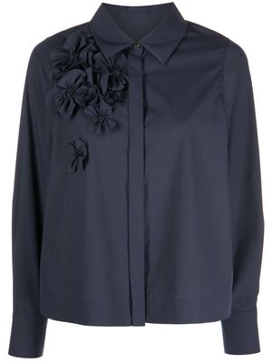 JASON WU floral-appliqué long-sleeve blouse - Blue