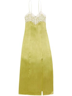 Jason Wu floral-lace V-neck silk dress - Green