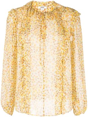 Jason Wu floral-print ruffled silk blouse - Yellow