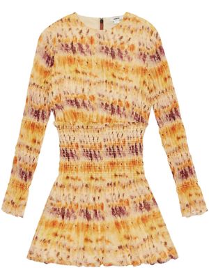 Jason Wu floral-print smocked silk minidress - Yellow