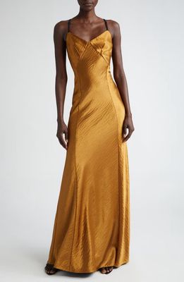 JASON WU Hammered Satin Gown in Burnished Gold